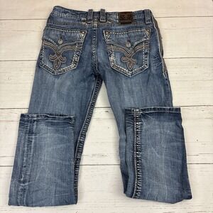 Rock Revival Mens Thick Stitch Jeans Kort Straight Leg Jeans Size 34 (36X33)